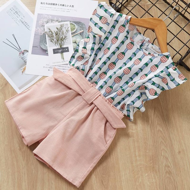 Ensemble T-Shirt Short Fille Tenue Été Décontractée - photo 4