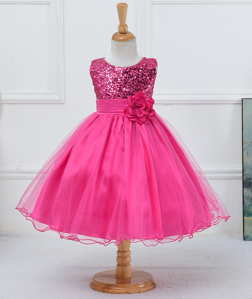 Robe Paillettes Bébé Fille Robe de Princesse Cérémonie - photo 13