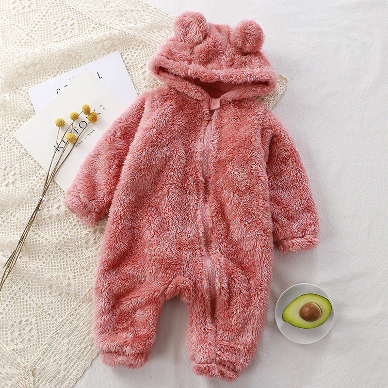 Grenouillère d'Hiver Bébé — Peluche Chaude Nouveau-né — vue de dos