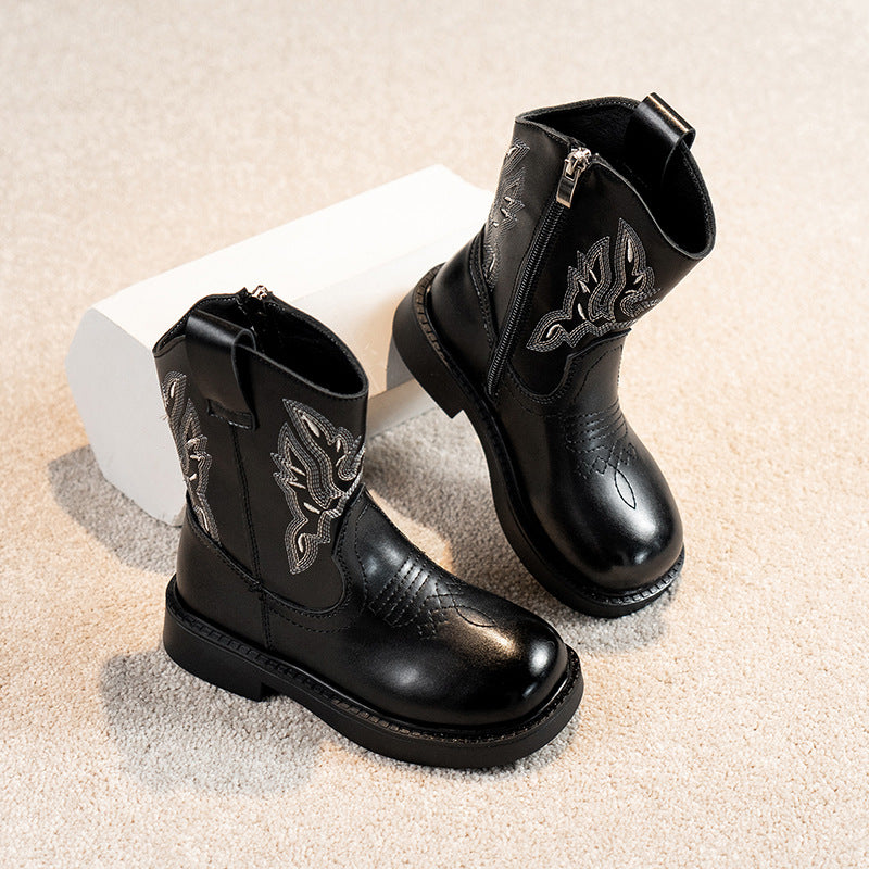 Bottines Martin Brodées Fille — Style Élégant & Tendance — vue côté gauche