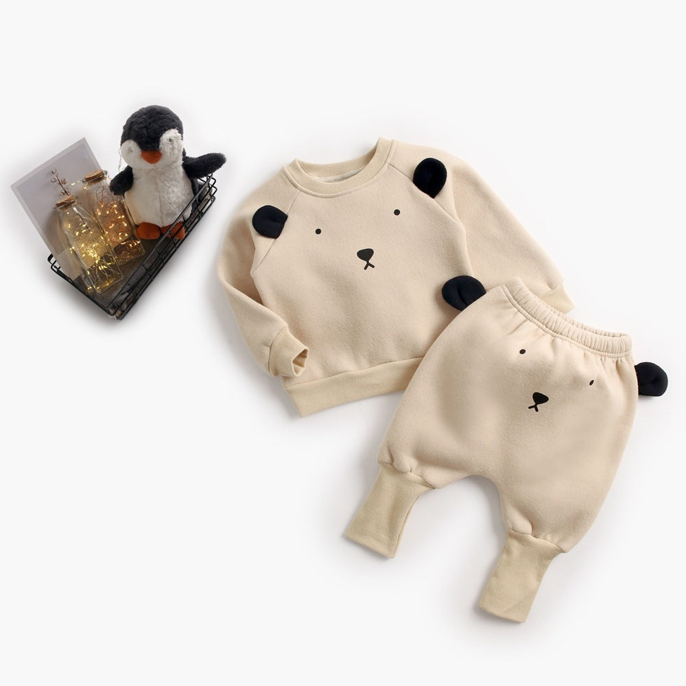 Ensemble Pull Velours Bébé — Chaud, Doux & Stylé — vue de face