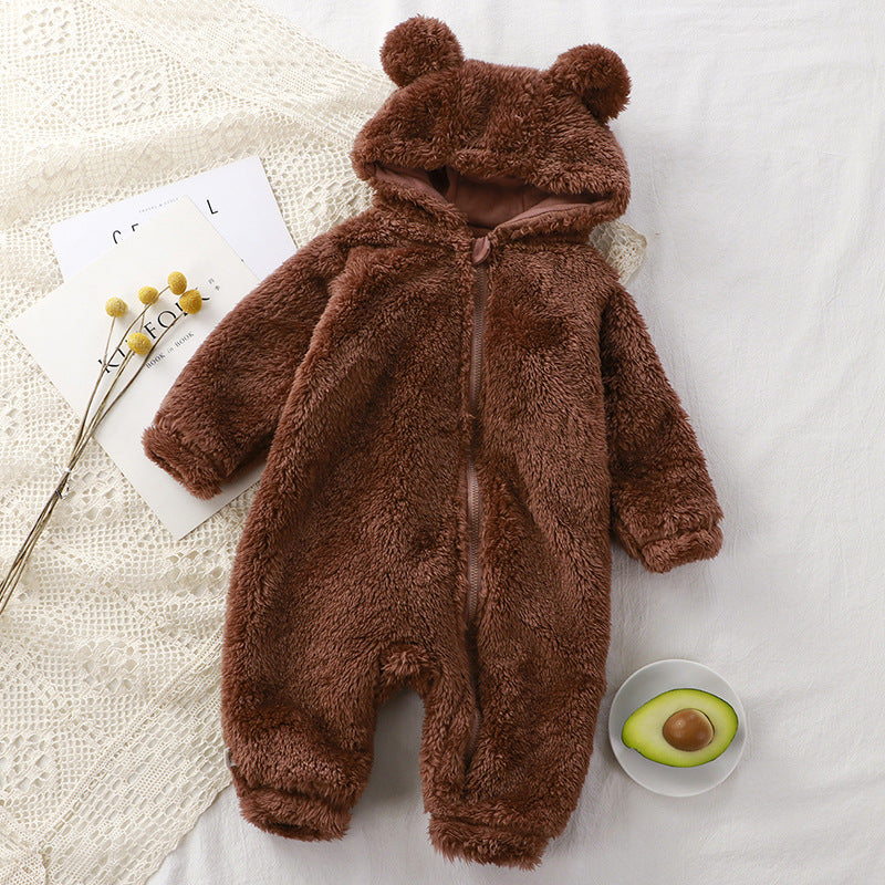 Grenouillère d'Hiver Bébé — Peluche Chaude Nouveau-né — présentation complète