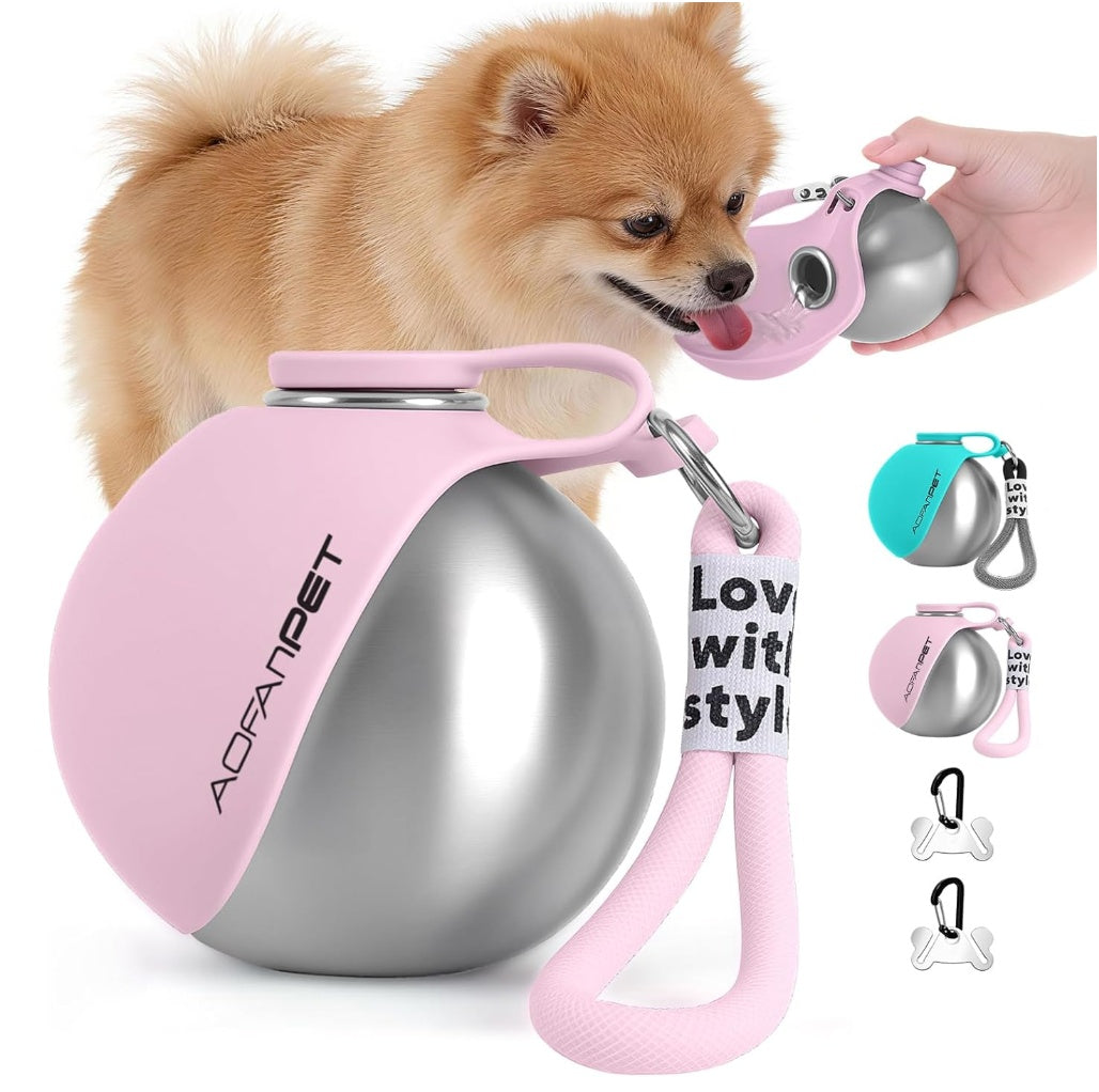 Gourde Portable Inox pour Chien — Bol & Distributeur de Sachets | Dog Water Bottle