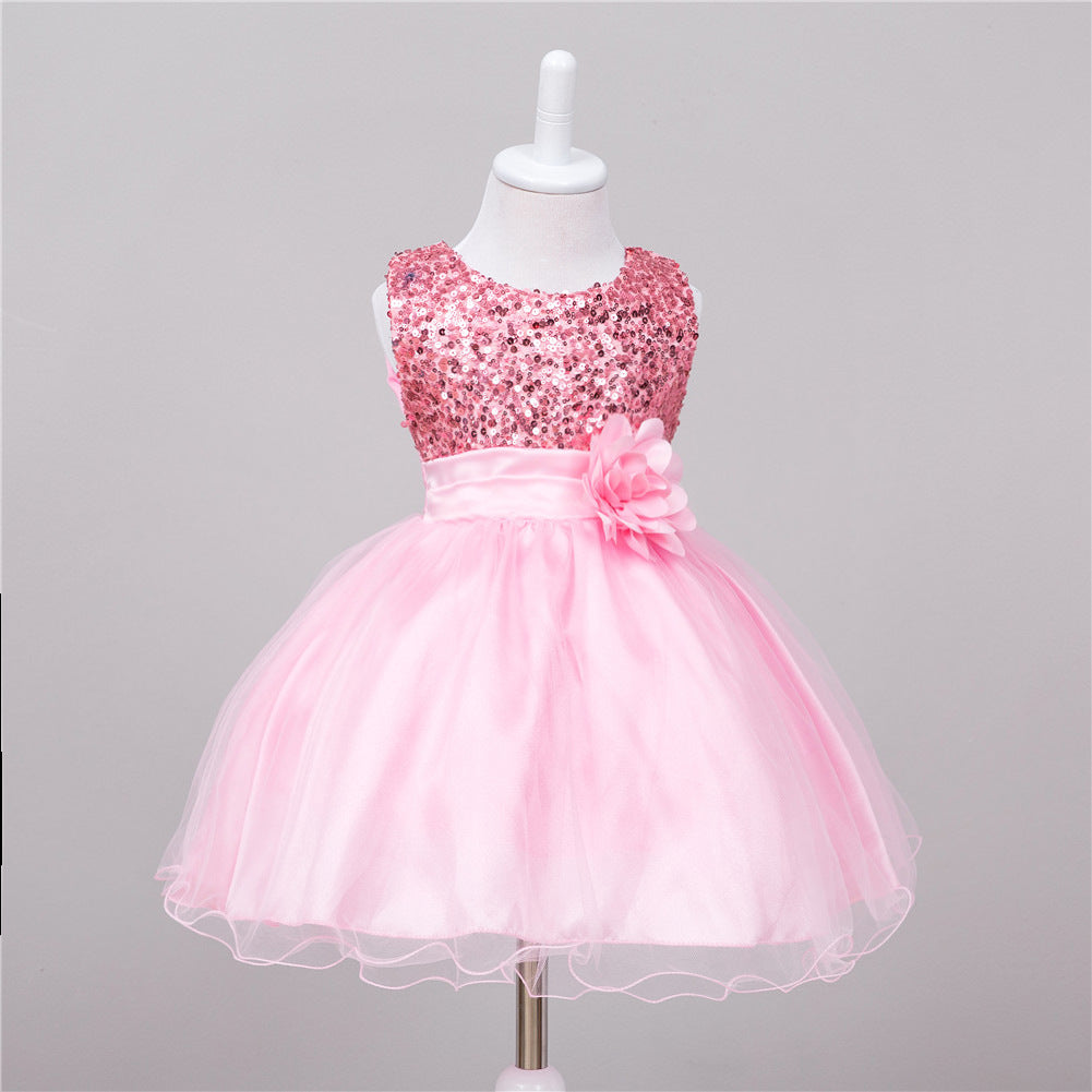 Robe Paillettes Bébé Fille Robe de Princesse Cérémonie - photo 15