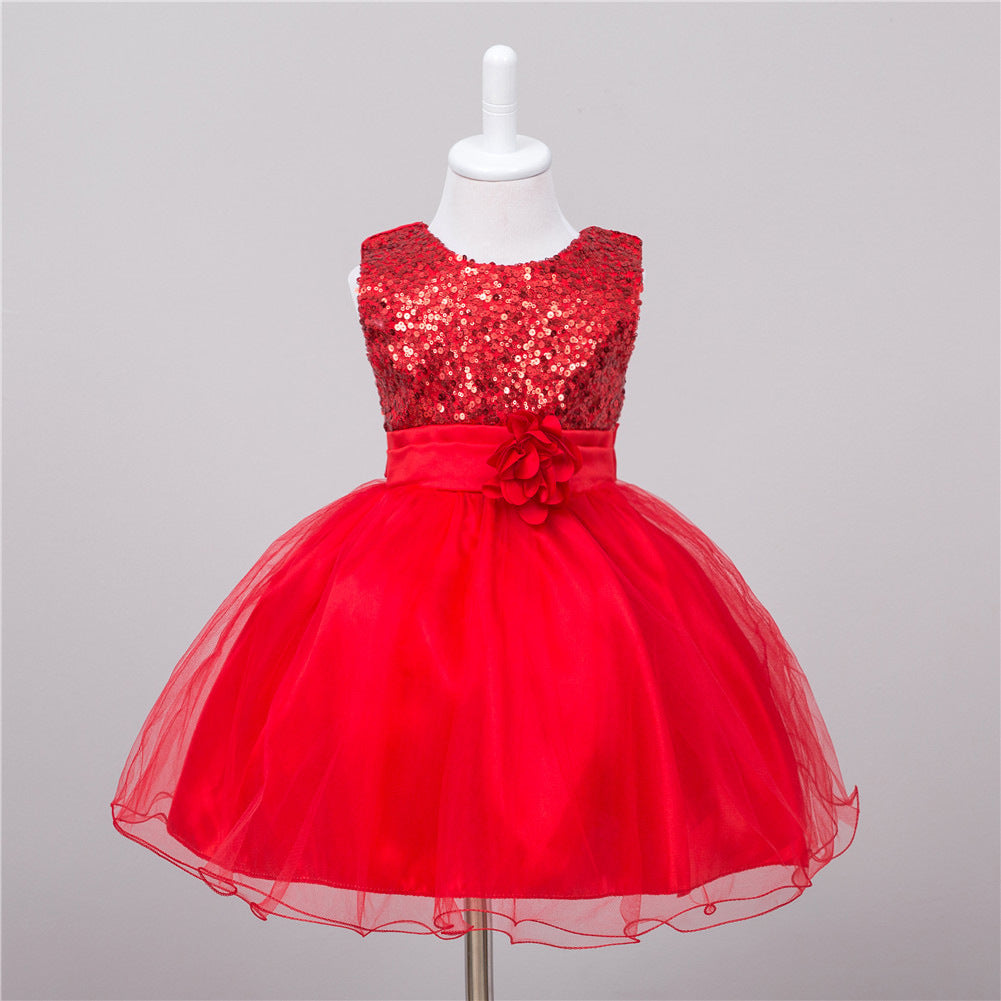 Robe Paillettes Bébé Fille Robe de Princesse Cérémonie - photo 18