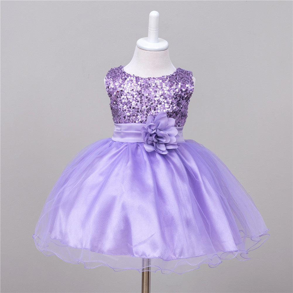 Robe Paillettes Bébé Fille Robe de Princesse Cérémonie - photo 12