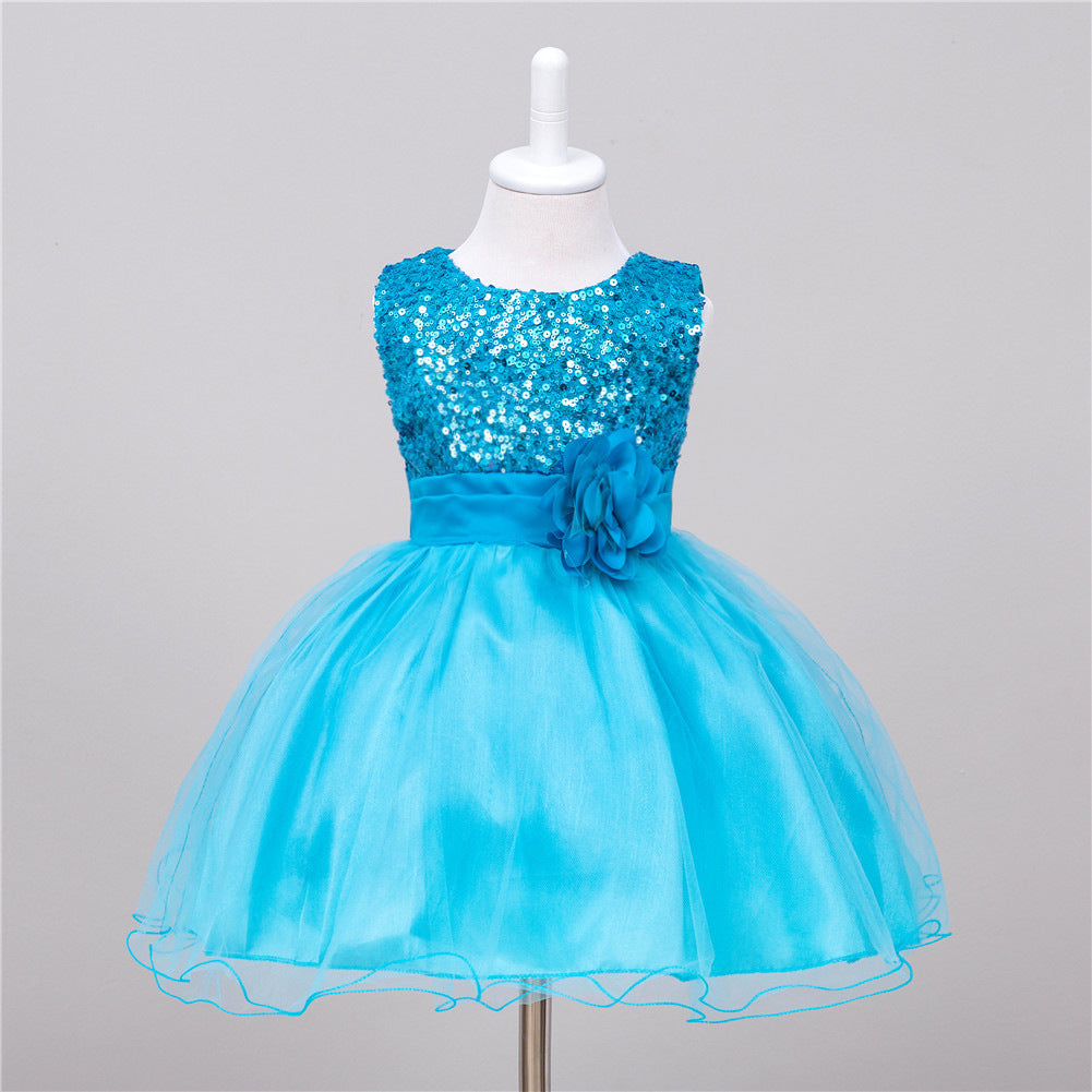 Robe Paillettes Bébé Fille Robe de Princesse Cérémonie - photo 11