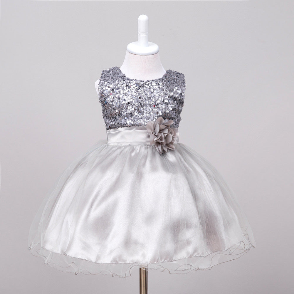 Robe Paillettes Bébé Fille Robe de Princesse Cérémonie - photo 4