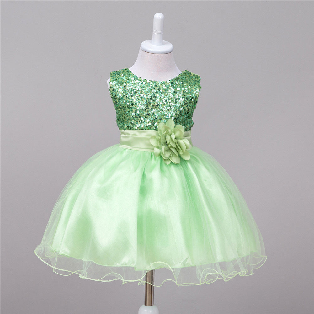 Robe Paillettes Bébé Fille Robe de Princesse Cérémonie - photo 20