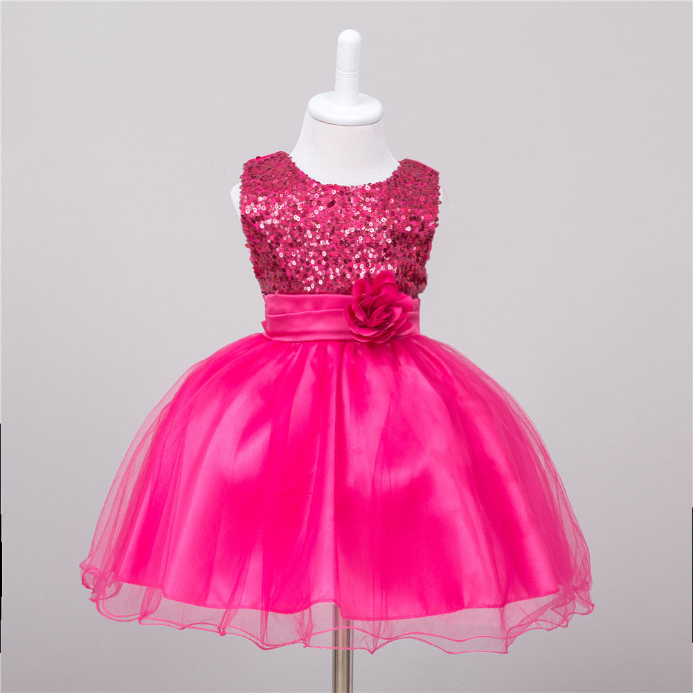 Robe Paillettes Bébé Fille Robe de Princesse Cérémonie - photo 17