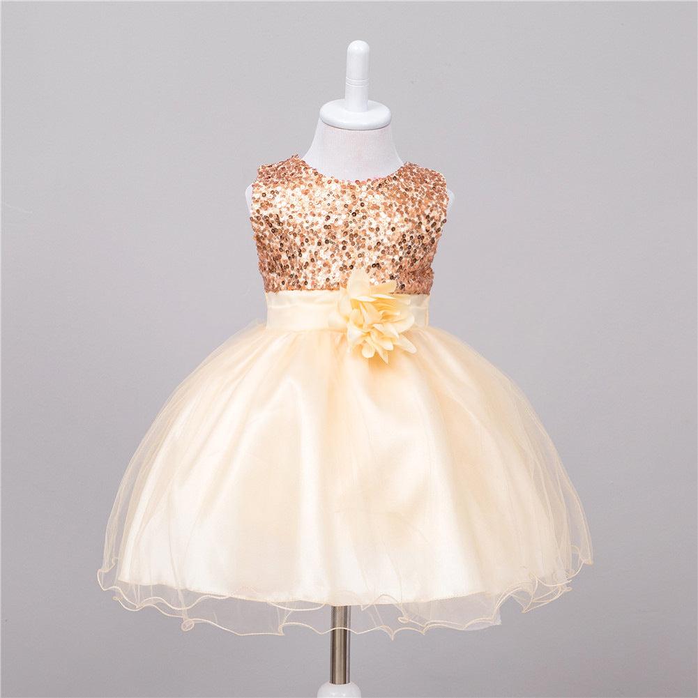 Robe Paillettes Bébé Fille Robe de Princesse Cérémonie - photo 1