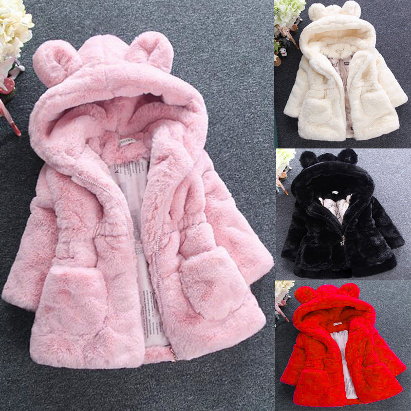 Manteau Fourrure Fille Veste Hiver Chaude Élégante - photo 1
