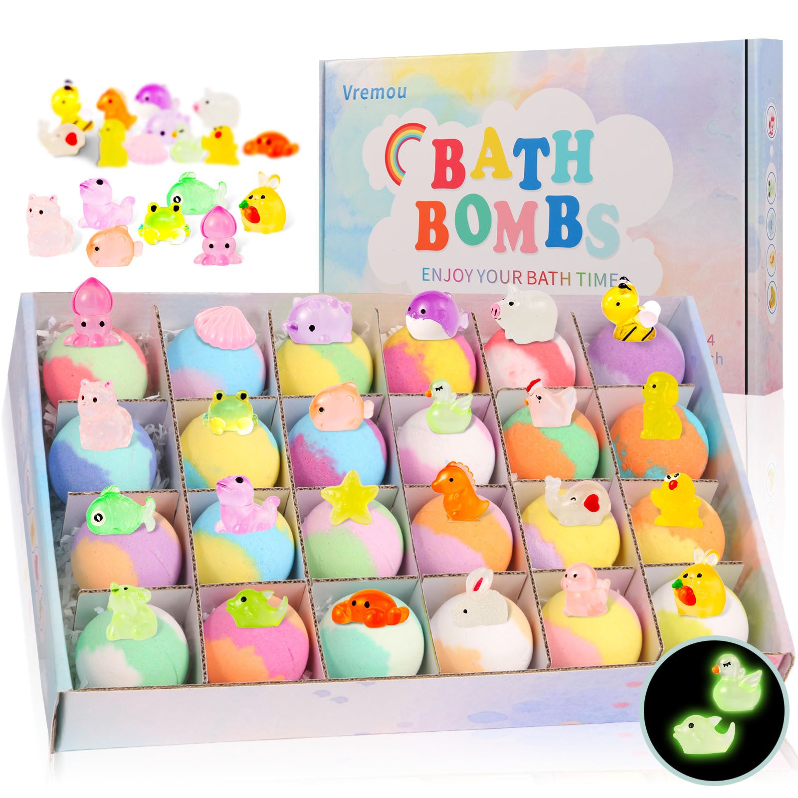 Bombes de Bain Poupée Phosphorescentes — Set Amusant pour Enfants avec Mousse Pétillante
