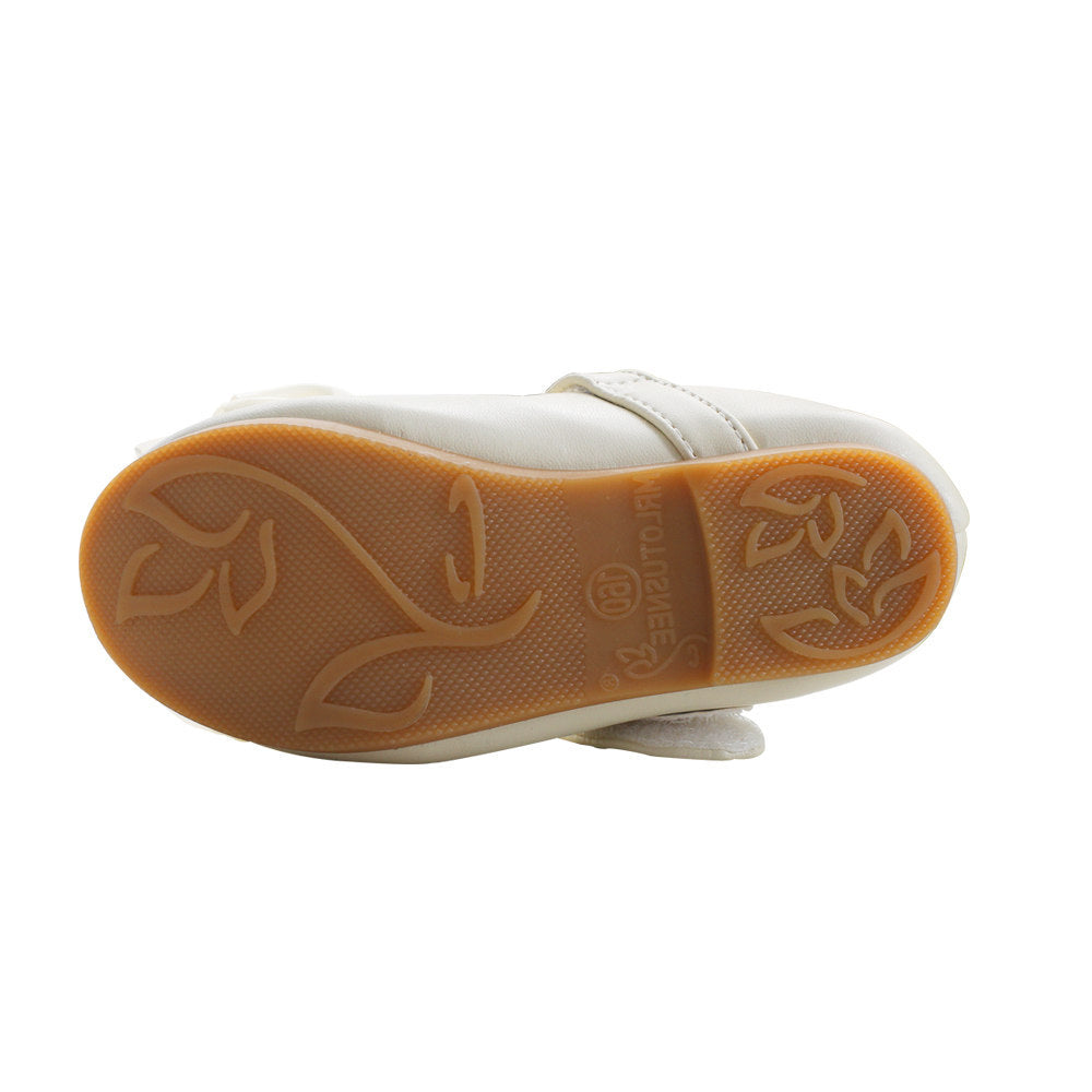 Chaussures Princesse Fille — Cuir, Perles & Nœud Élégant — vue avant