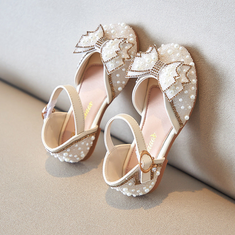 Ballerines Princesse Fille — Perles & Nœud Été — vue semelle