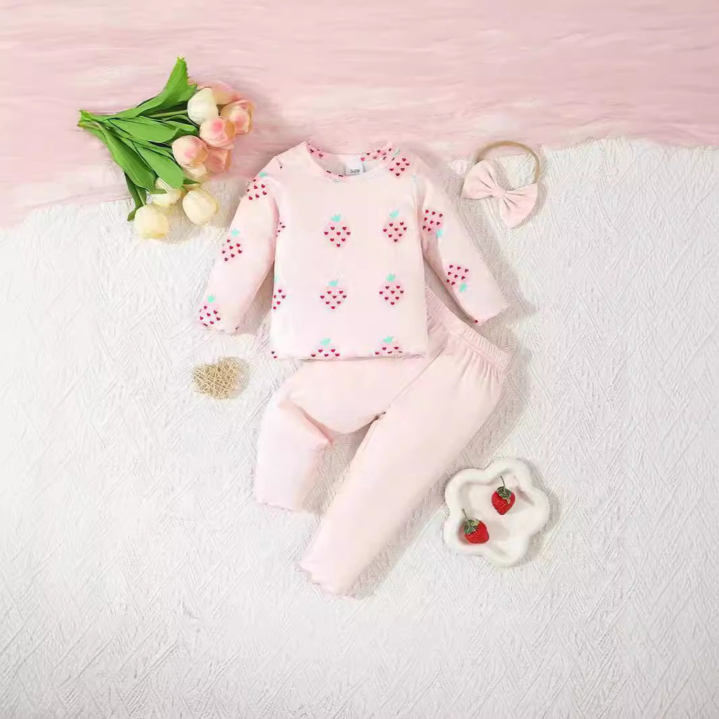 Ensemble 3 Pièces Bébé Imprimé — Tenue Adorable — vue de face