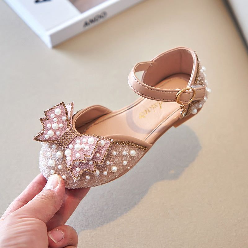 Ballerines Princesse Fille — Perles & Nœud Été — vue côté droit