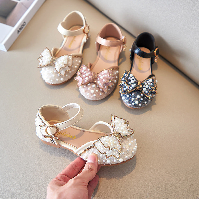 Ballerines Princesse Fille — Perles & Nœud Été — vue dessus