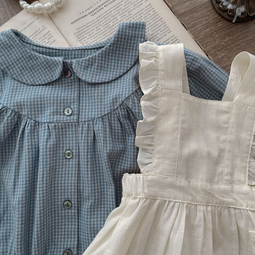 Ensemble 2 Pièces Bébé — Grenouillère Carreaux & Petite Jupe — vue de dos