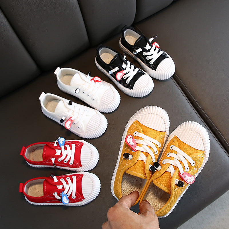 Baskets Toile Enfant Style Coréen — Couleurs Pastel — vue dessus