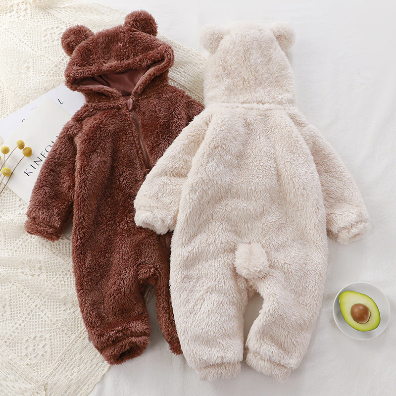Grenouillère d'Hiver Bébé — Peluche Chaude Nouveau-né — vue de face
