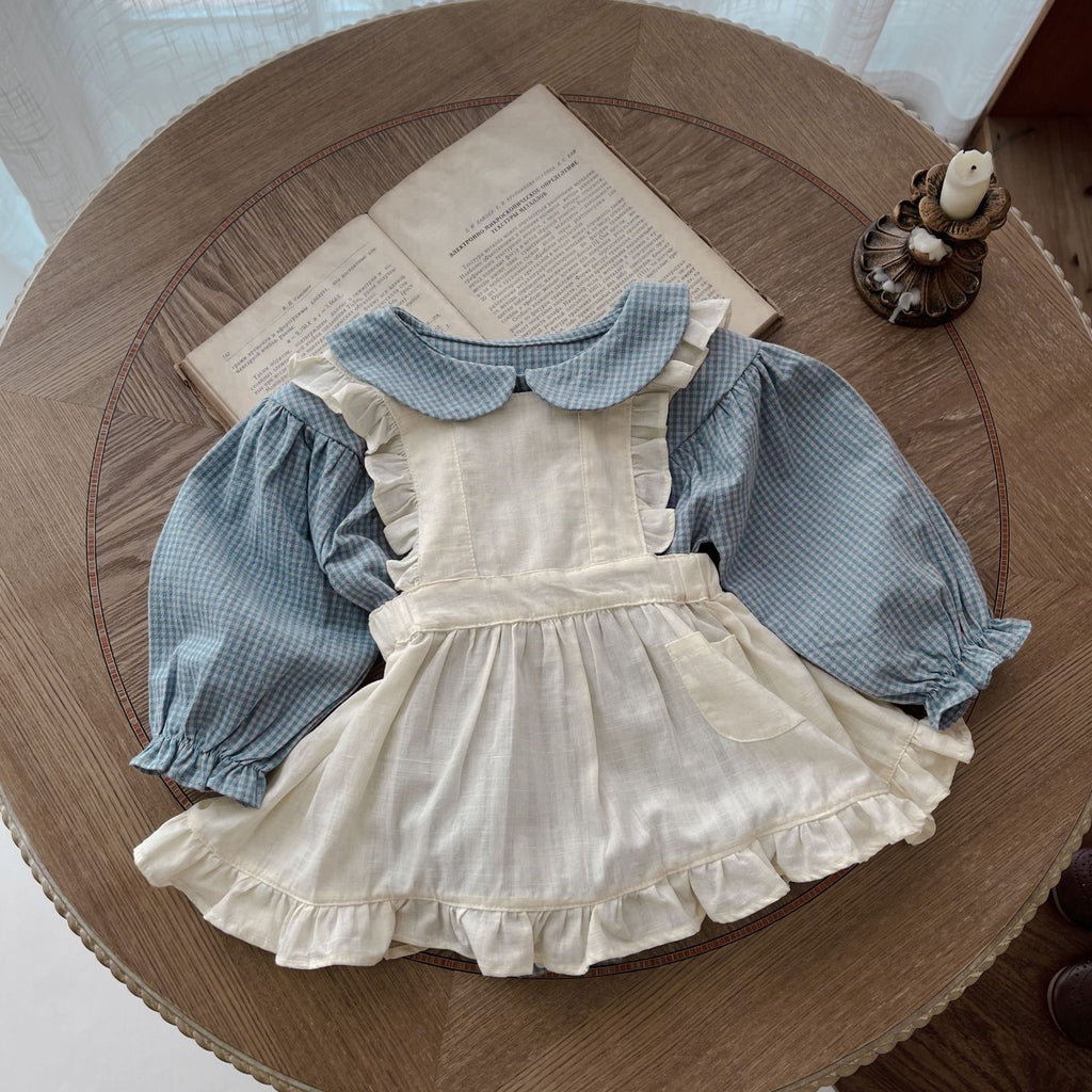 Ensemble 2 Pièces Bébé — Grenouillère Carreaux & Petite Jupe — vue de face