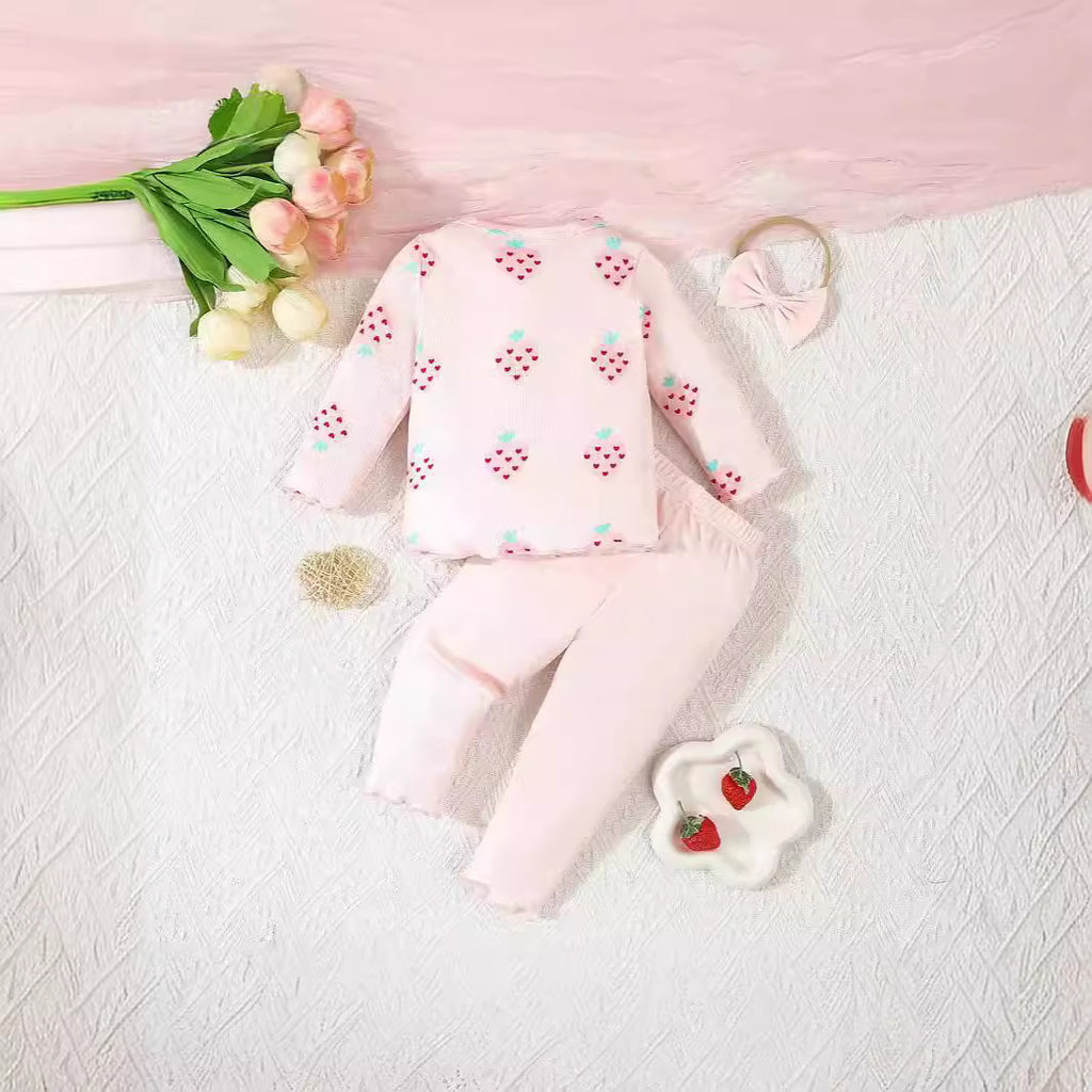 Ensemble 3 Pièces Bébé Imprimé — Tenue Adorable — vue de côté