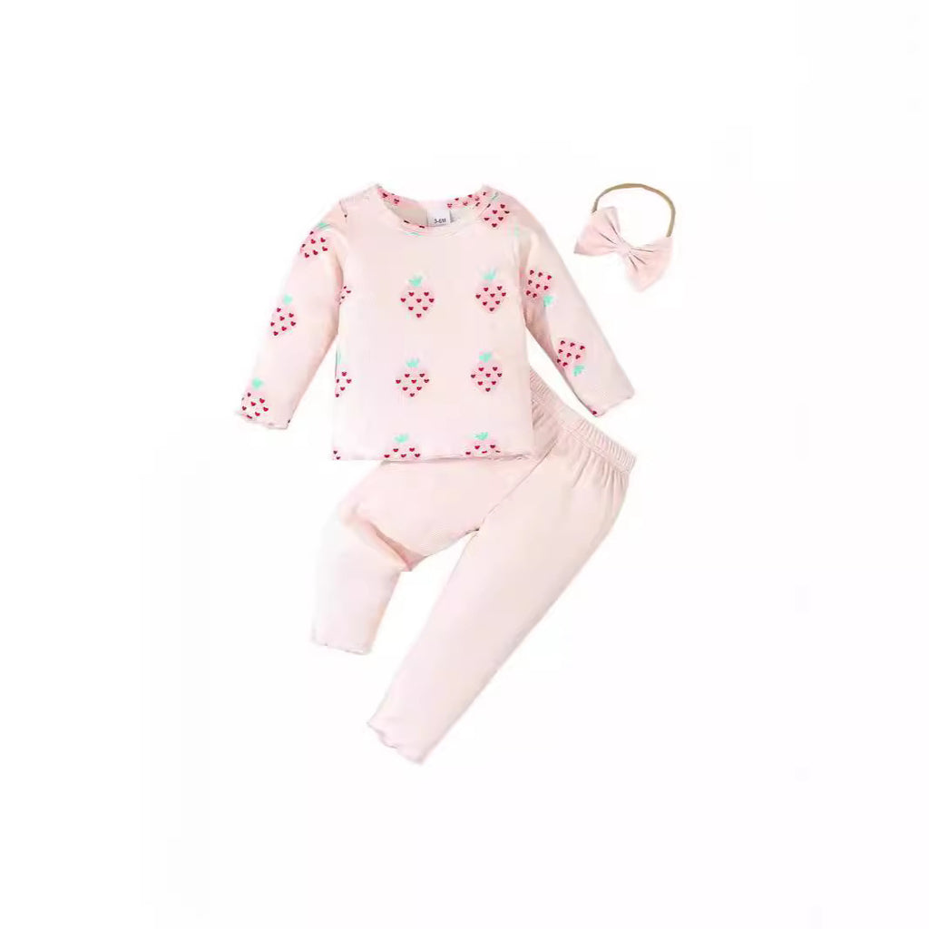 Ensemble 3 Pièces Bébé Imprimé — Tenue Adorable — détail matière